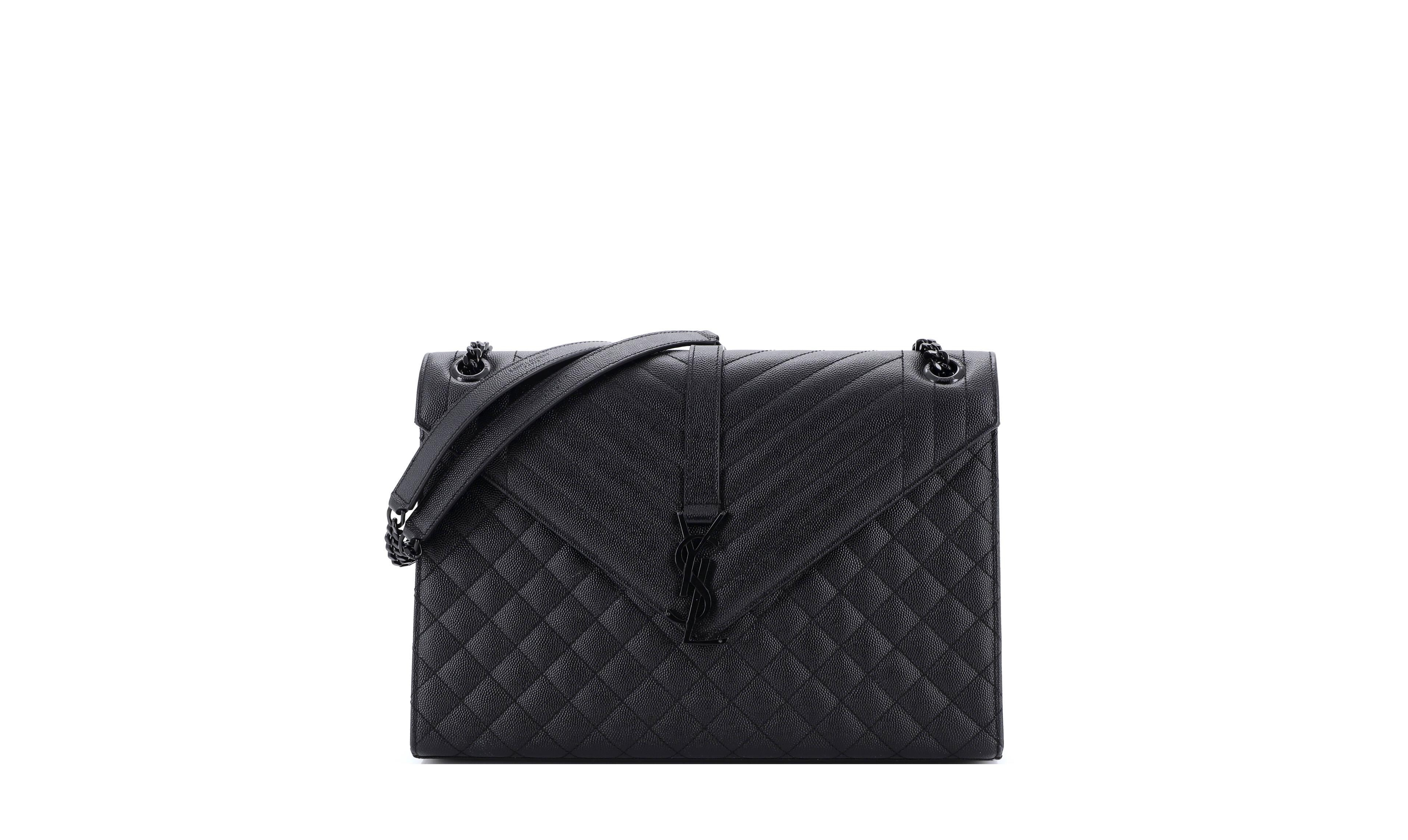 Pre-Owned Saint Laurent Classic Monogram Envelope Satchel Mixed Matelasse Leather Large Shoulder Bag