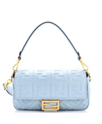 Medium Zucca Embossed Leather Baguette NM Shoulder Bag