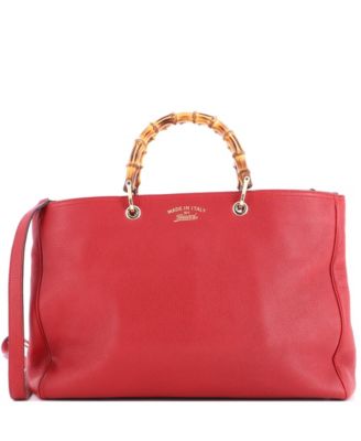 Large Bamboo Shopper Tote Leather
