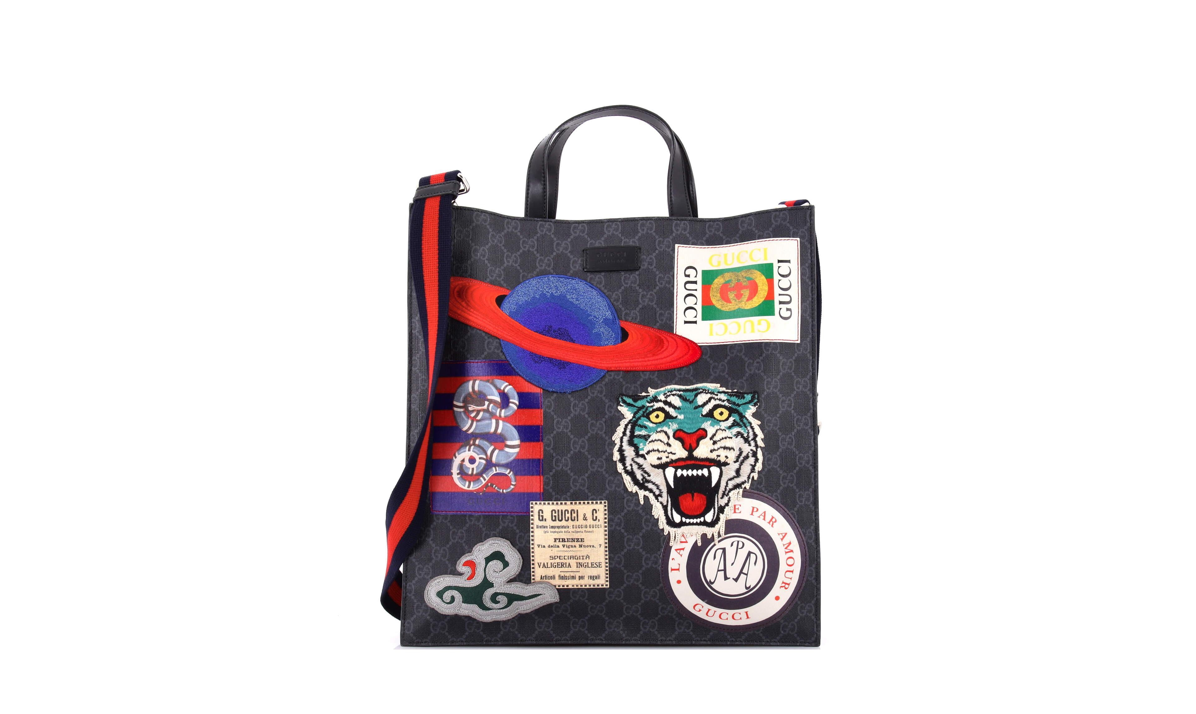 Pre-Owned Gucci North South Courrier Convertible Applique Gg Coated Canvas Tote