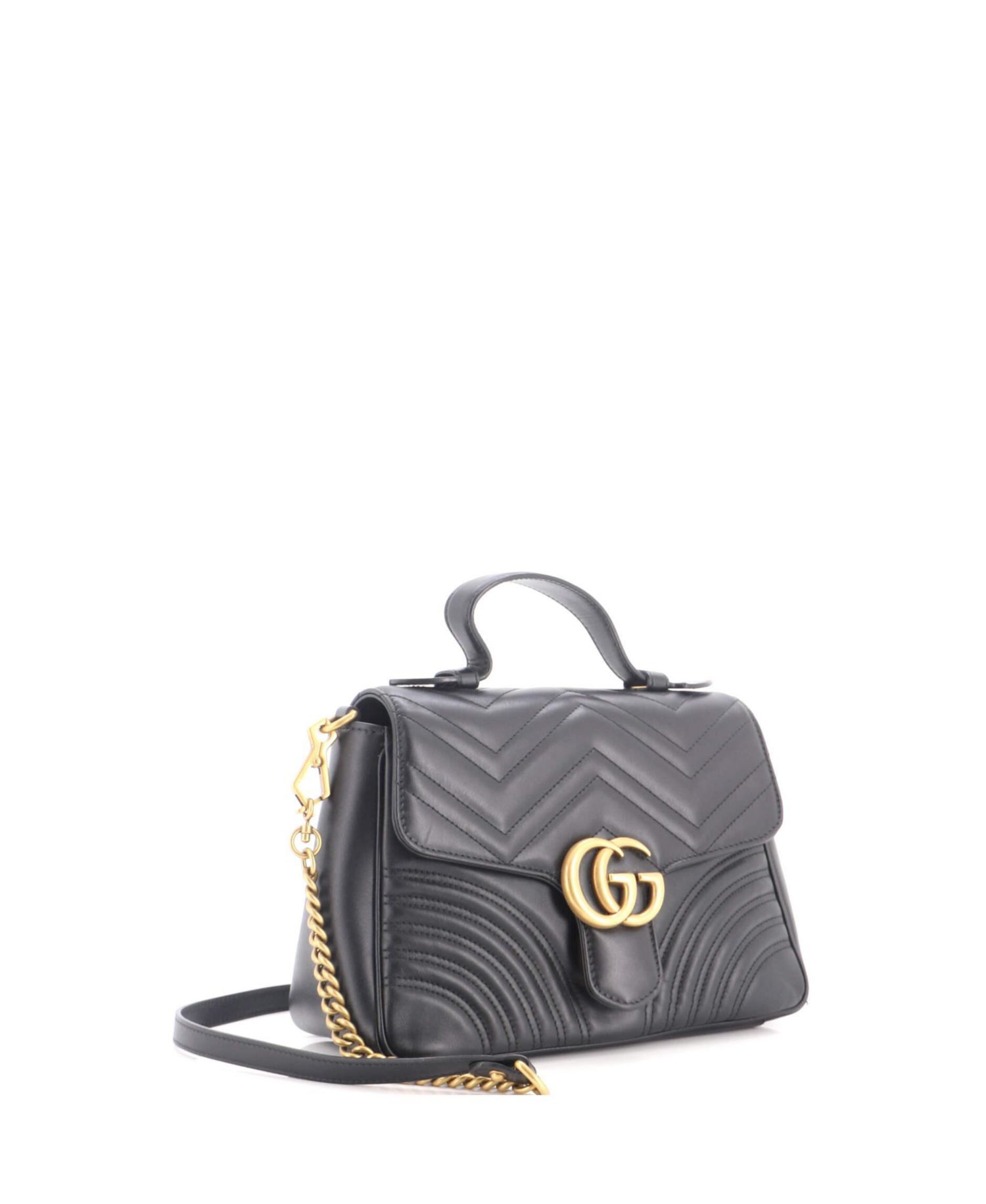 Small GG Marmont Top Handle Flap Bag Matelasse Leather
