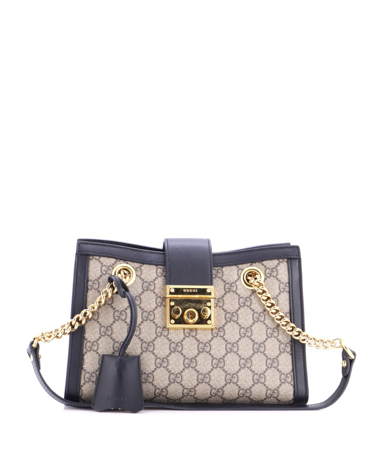 Pre-Owned Gucci Small Padlock Chain Gg Coated Canvas Tote
