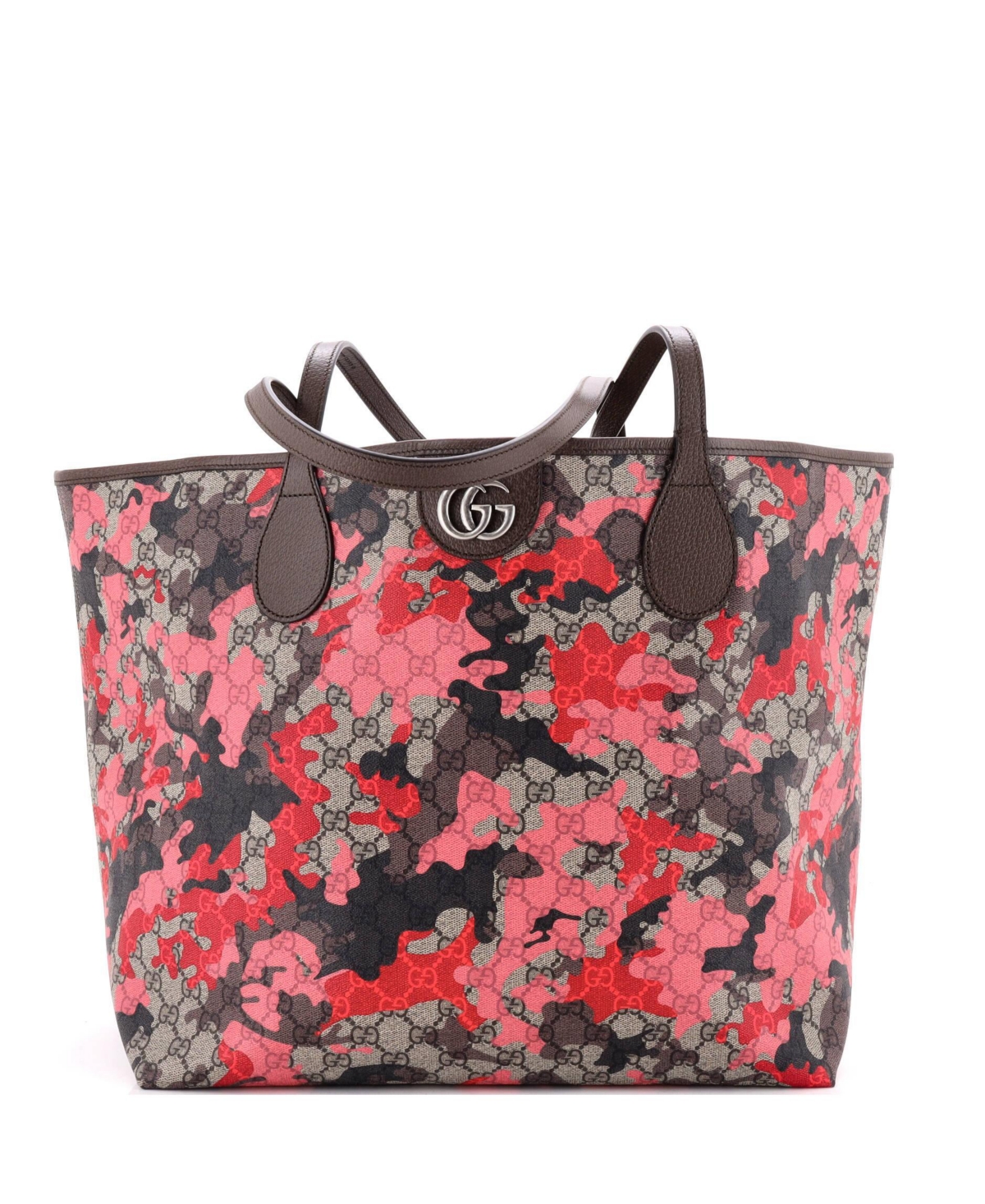 Pre-Owned Gucci Large Gg Open Tote Gg Camouflage Coated Canvas - Pink