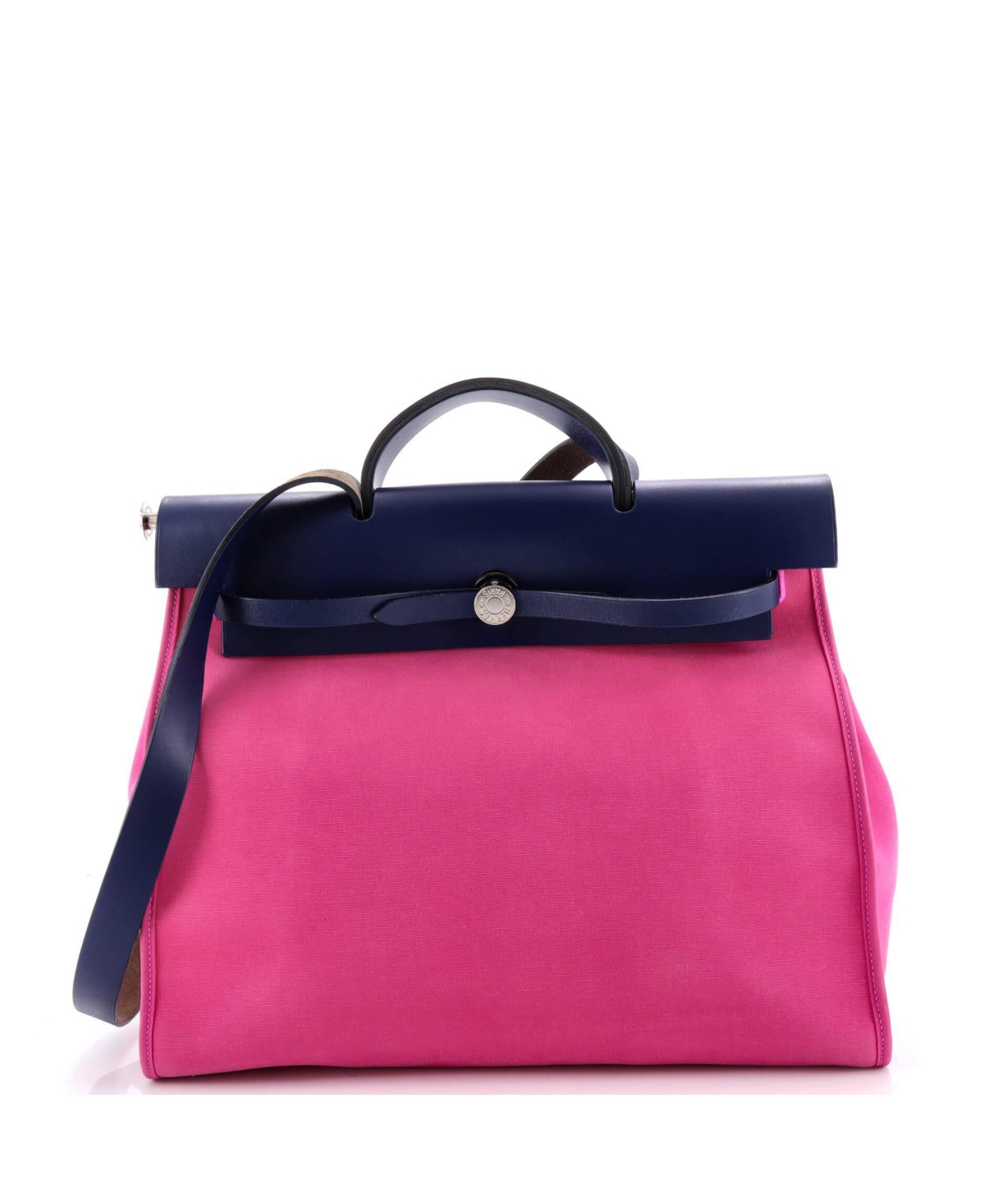 Pre-Owned Hermes 39 Herbag Zip Leather and Toile - Pink