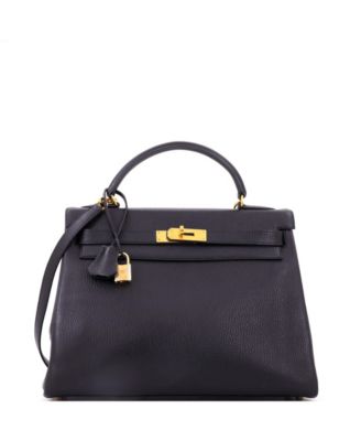 Pre-Owned Herm&egrave;s Kelly 32 Leather Gold-Tone Shoulder Bag