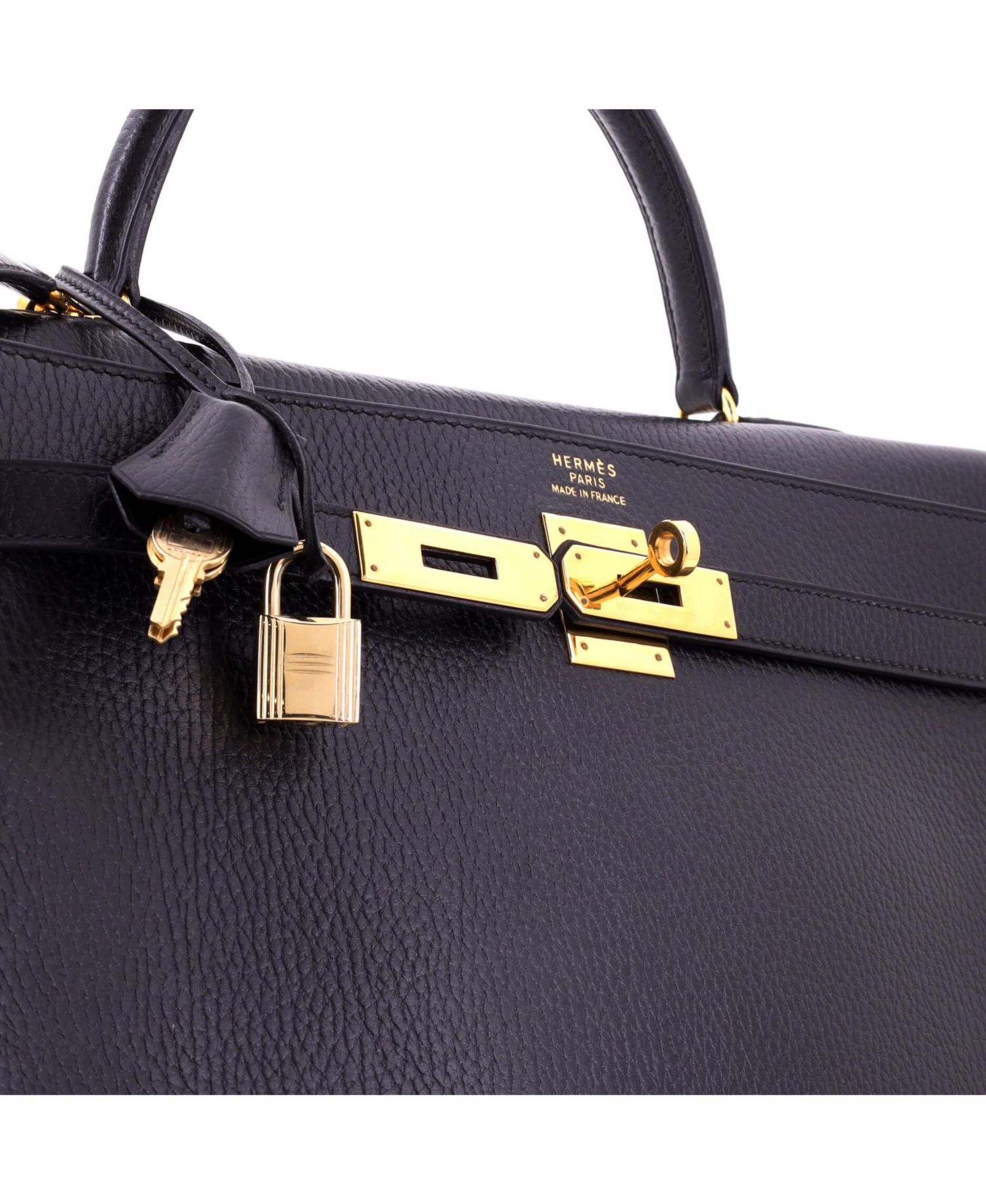 Pre-Owned Hermes Kelly 35 Handbag Black Ardennes with Gold Hardware