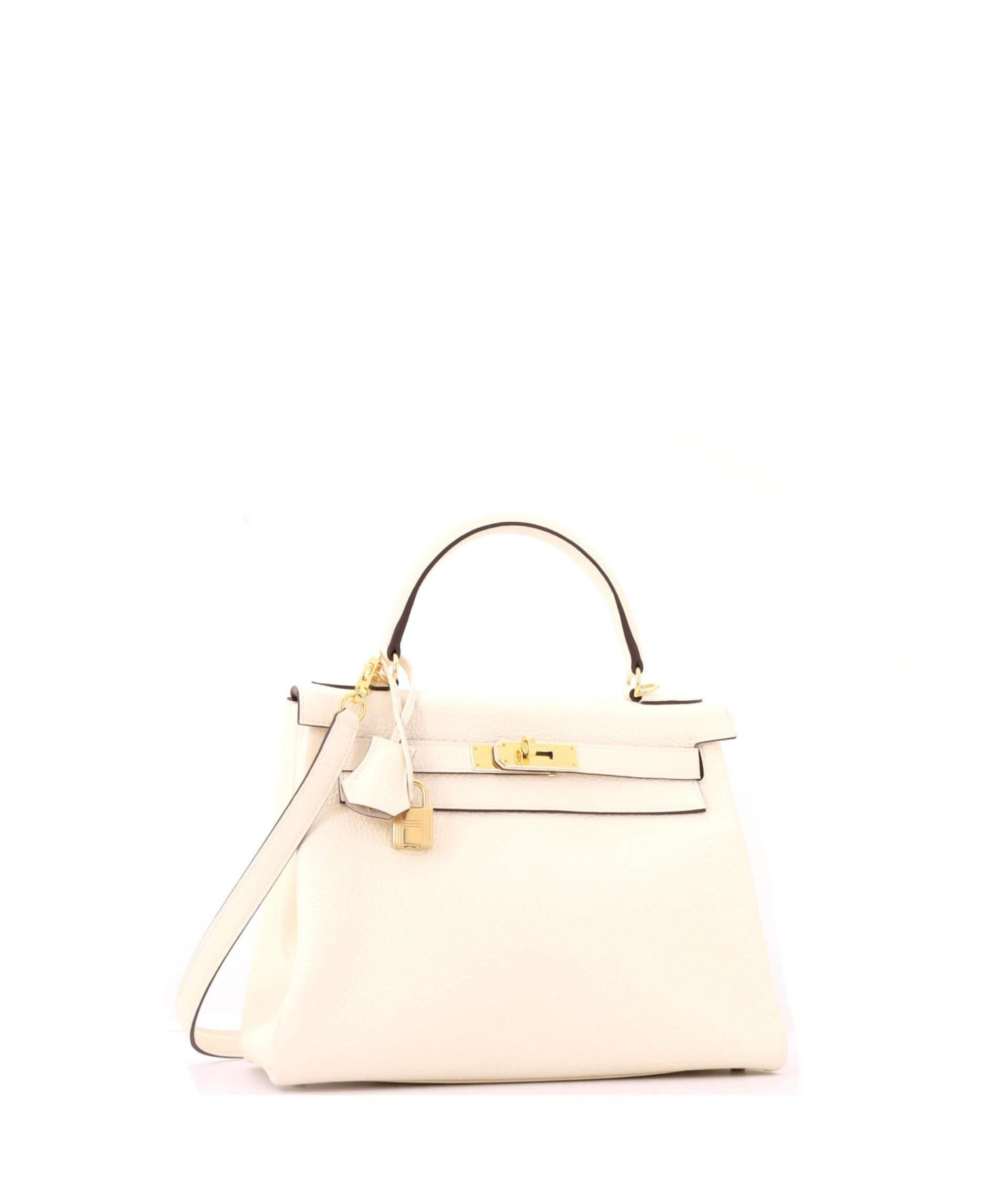 Pre-Owned Hermes Kelly 28 Handbag Light Togo with Gold Hardware