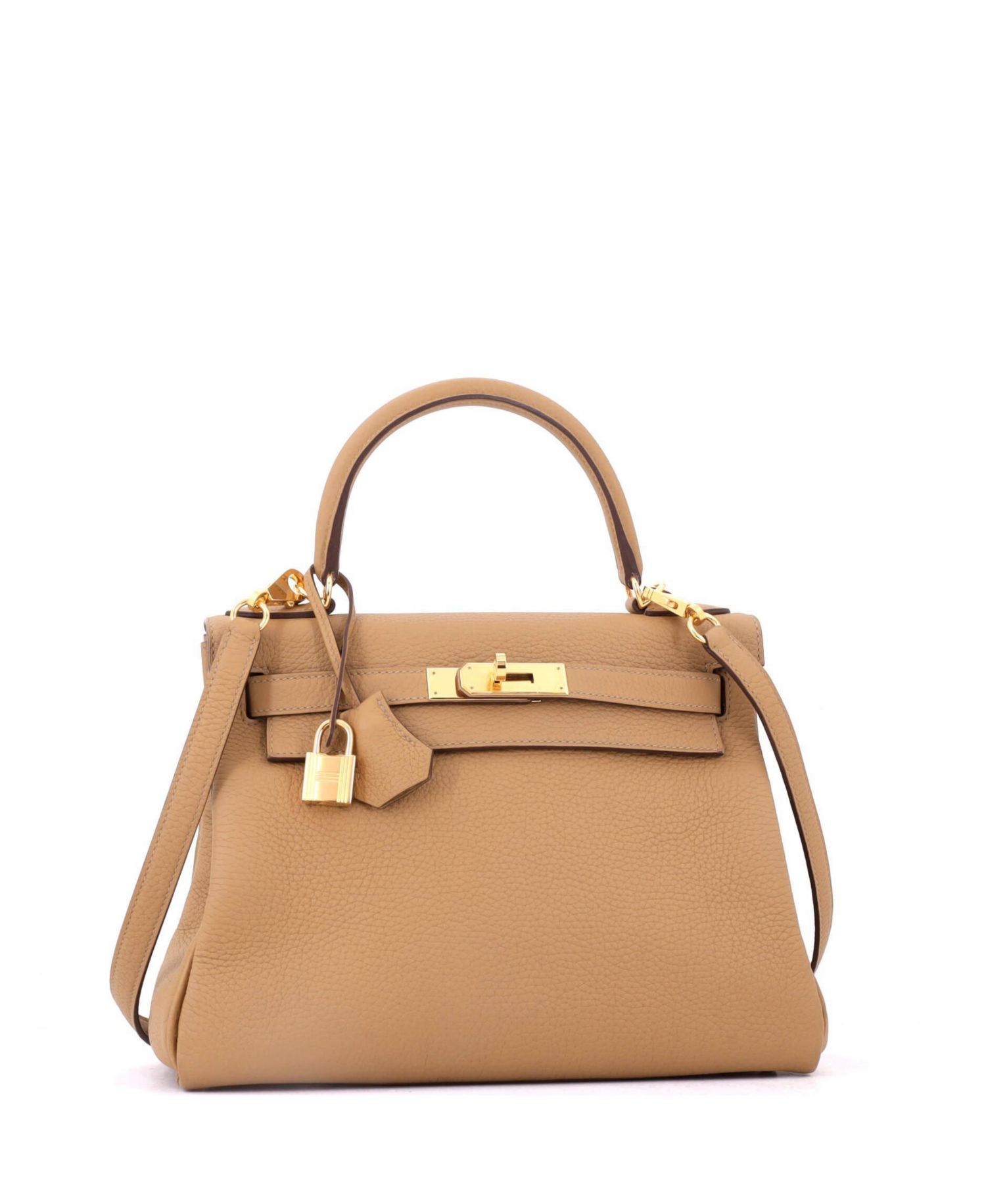 Pre-Owned Hermes Kelly 28 Handbag Brown Togo with Gold Hardware