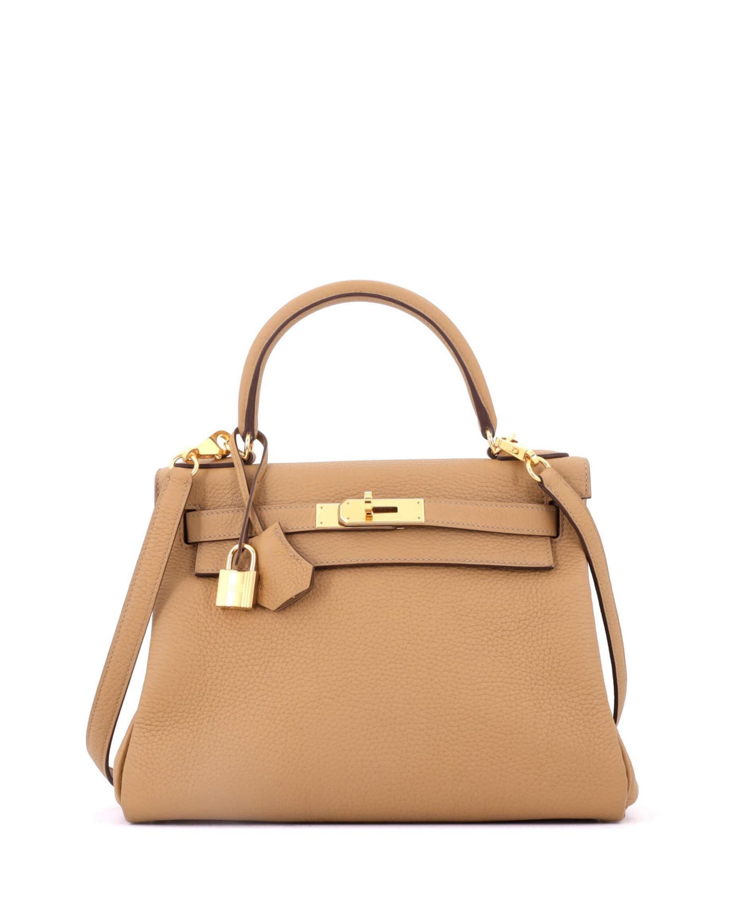 Pre-Owned Hermes Kelly 28 Handbag Brown Togo with Gold Hardware