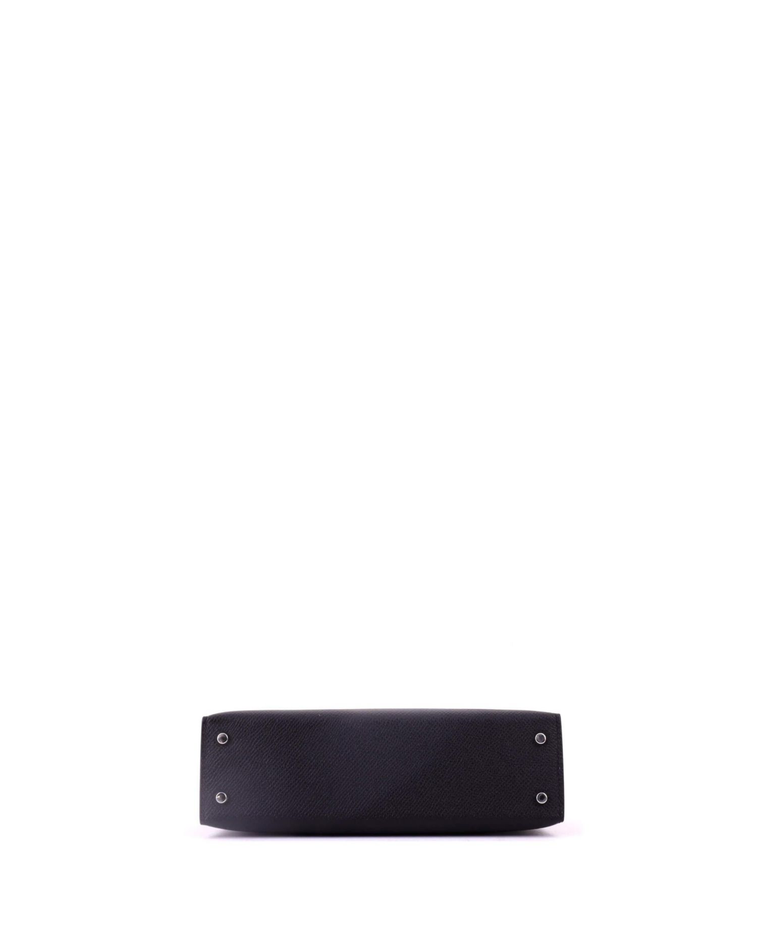 Pre-Owned Hermes Kelly 20 Handbag Black Epsom with Palladium Hardware