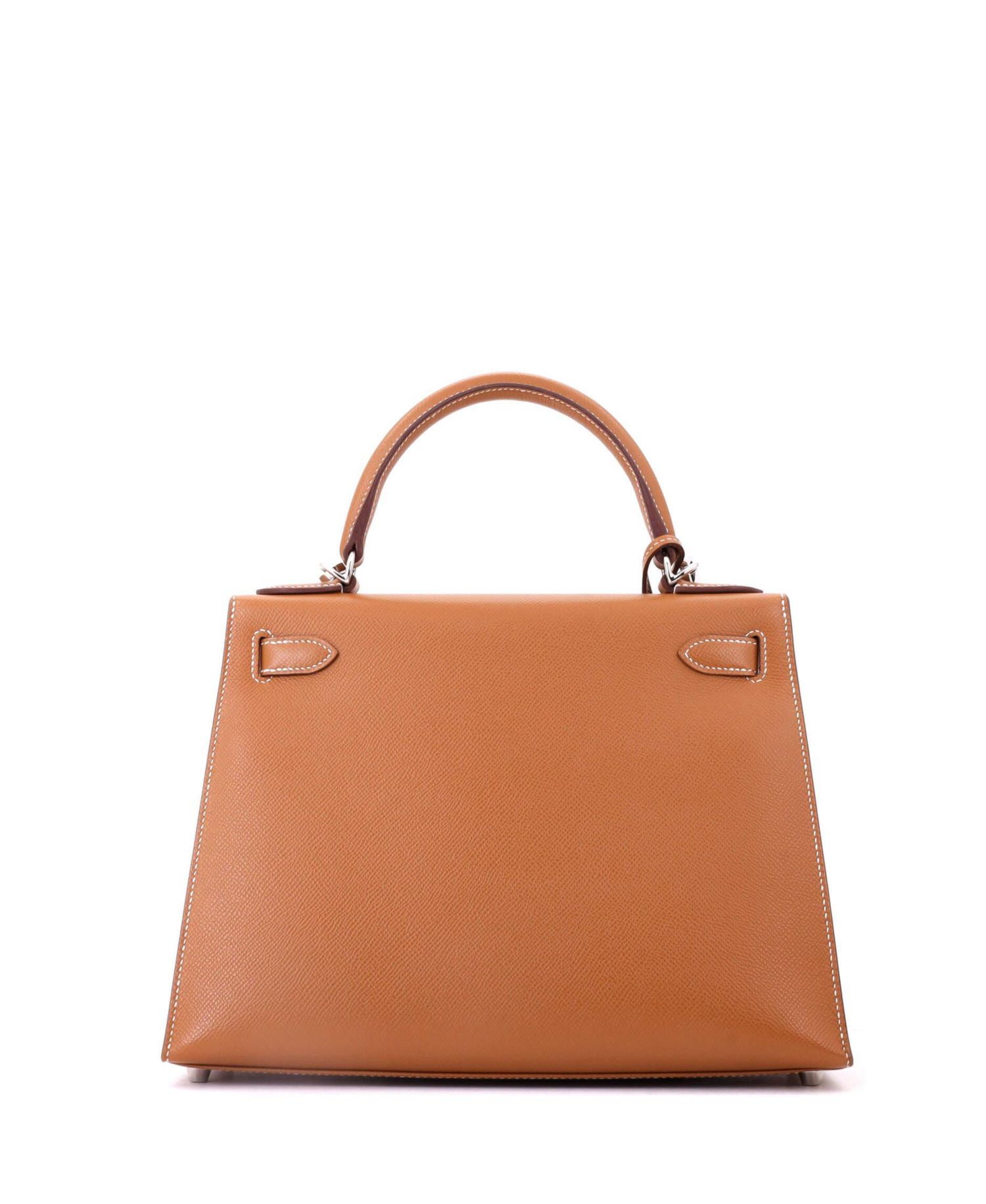 Pre-Owned Hermes Kelly 28 Handbag Brown Epsom with Palladium Hardware