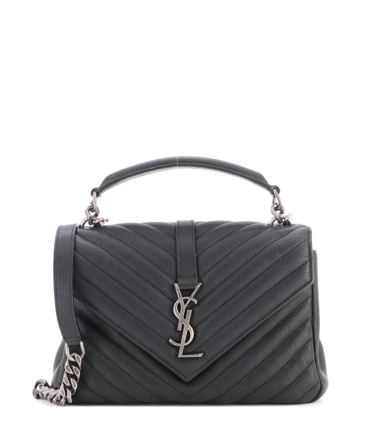 Pre-Owned Saint Laurent Classic Monogram College Medium Matelasse-Chevron Leather Shoulder Bag