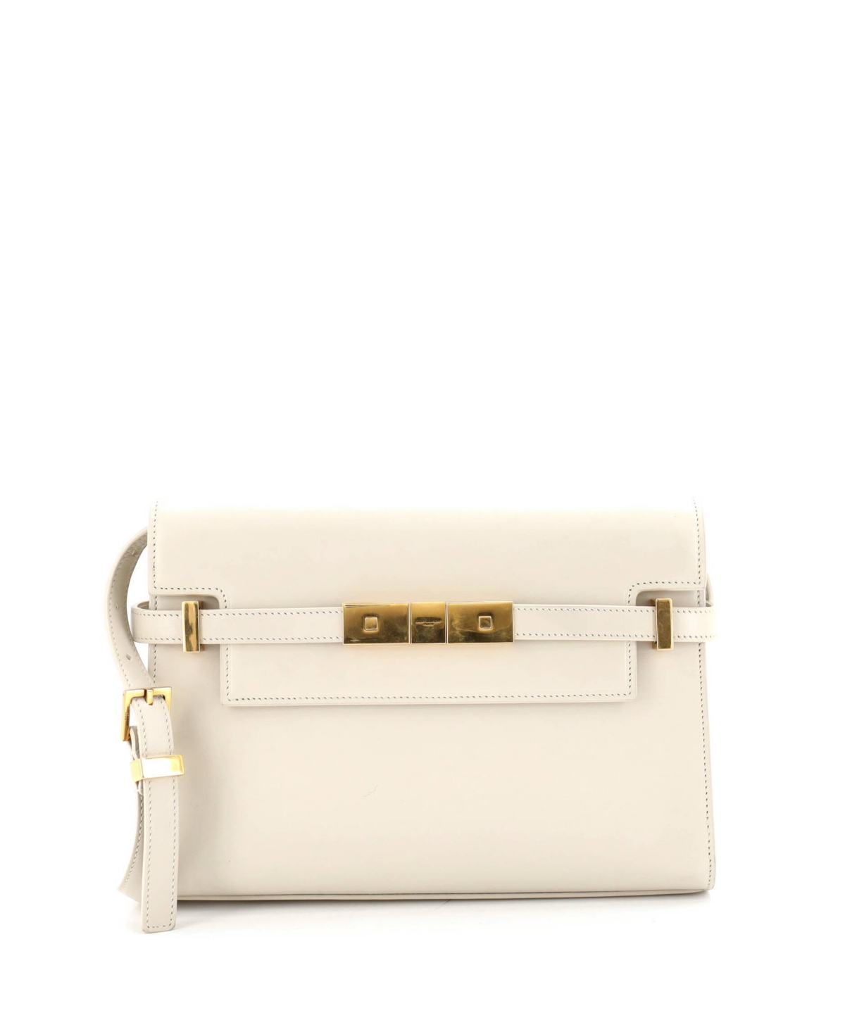 Pre-Owned Saint Laurent Small Manhattan Shoulder Bag Leather - White
