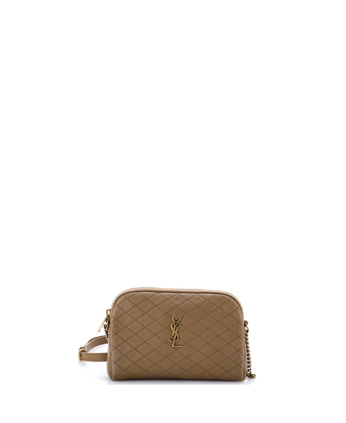 Pre-Owned Saint Laurent Gaby Zipped Pouch Crossbody Quilted Leather - Brown