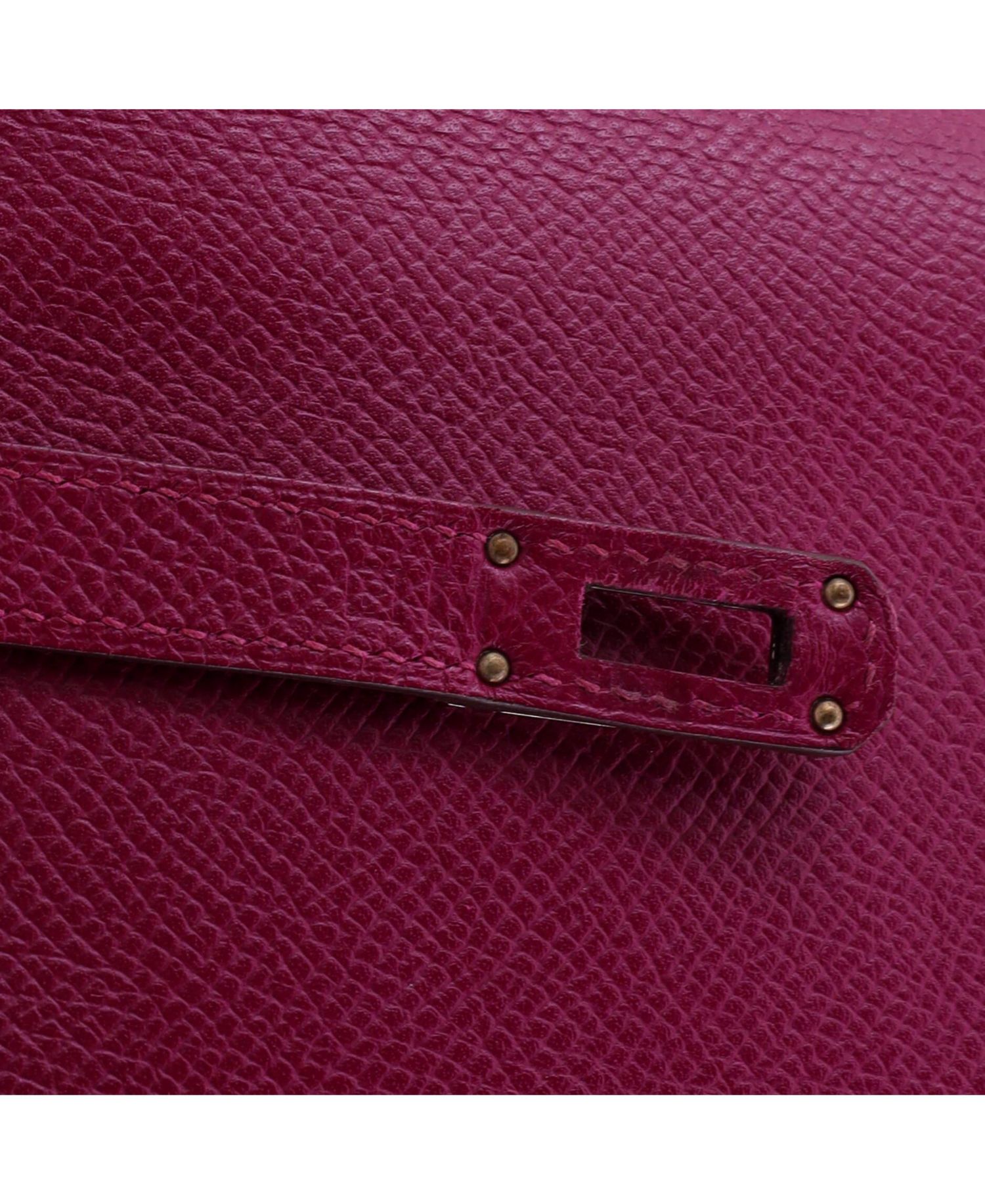 Long Kelly Epsom Leather Wallet, 8"W x 4.5"H x 1"D