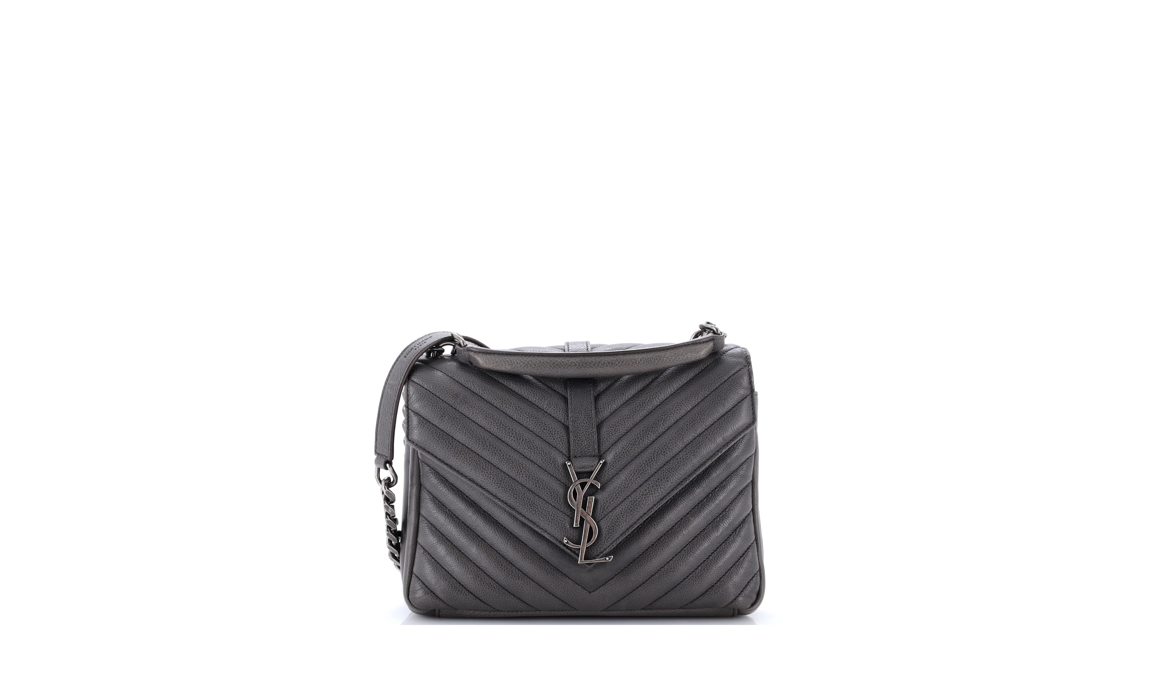 Pre-Owned Saint Laurent College Medium Matelasse Chevron Crossbody Shoulder Bag