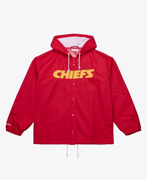 Мужская куртка Mitchell & Ness Red Kansas City Chiefs Coaches Full-Snap Hooded Windbreaker