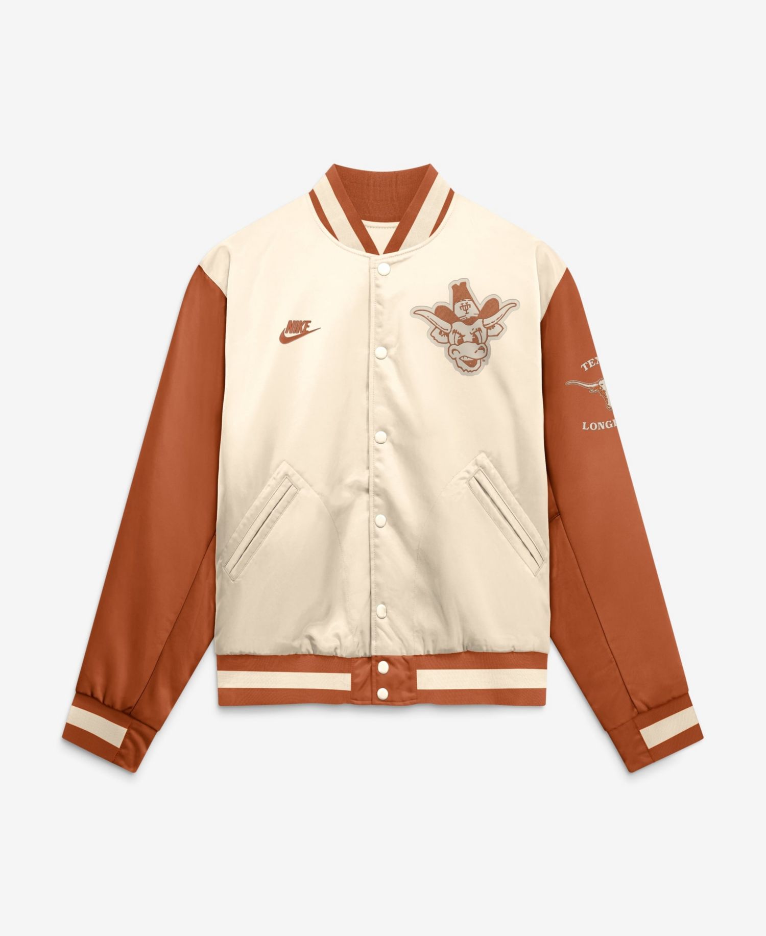 Men's Natural/Texas Orange Texas Longhorns Legacy Full-Snap Bomber Jacket