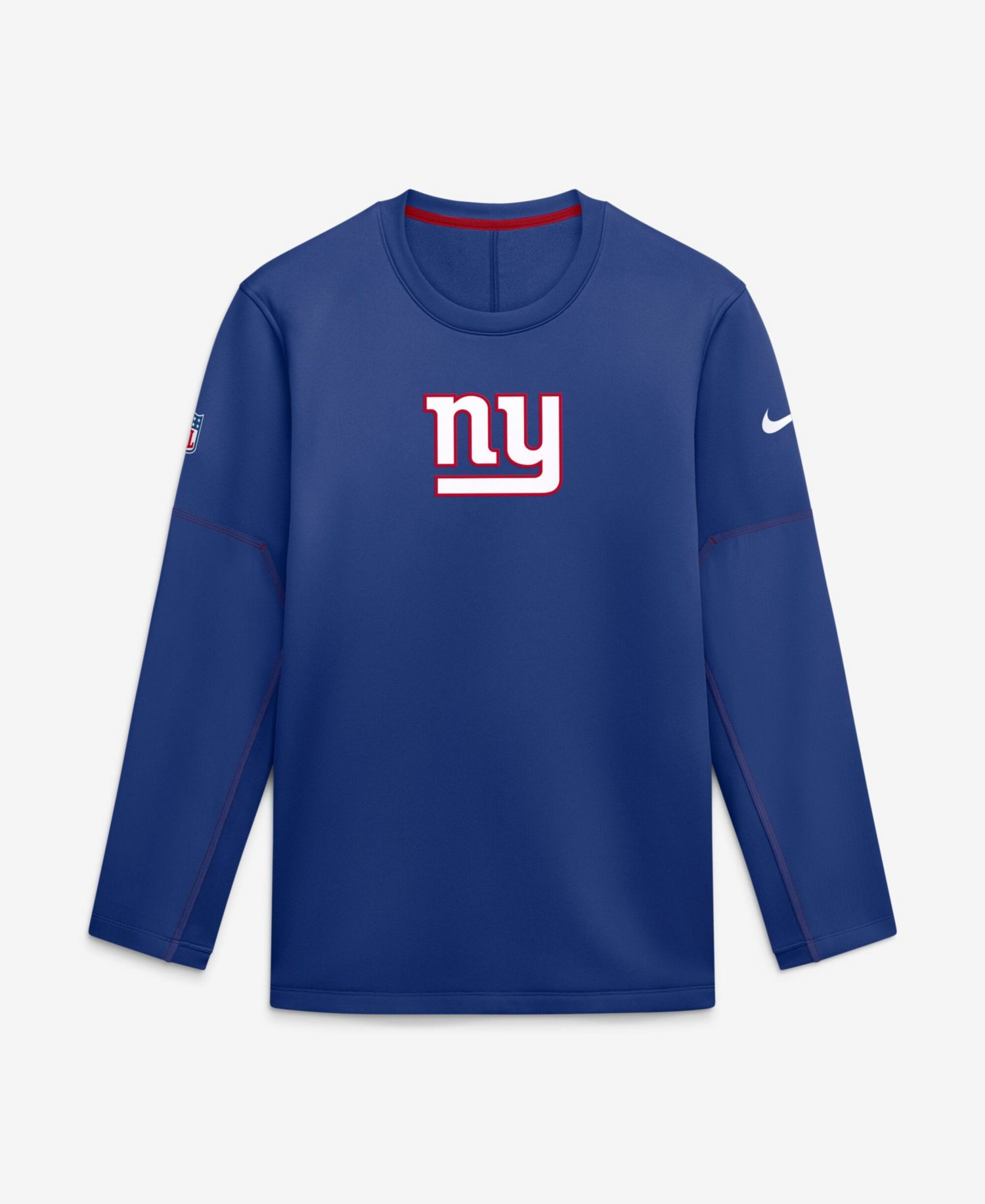 Men's Blue New York Giants Sideline Coaches Team Present Midweight Therma-FIT Sweatshirt