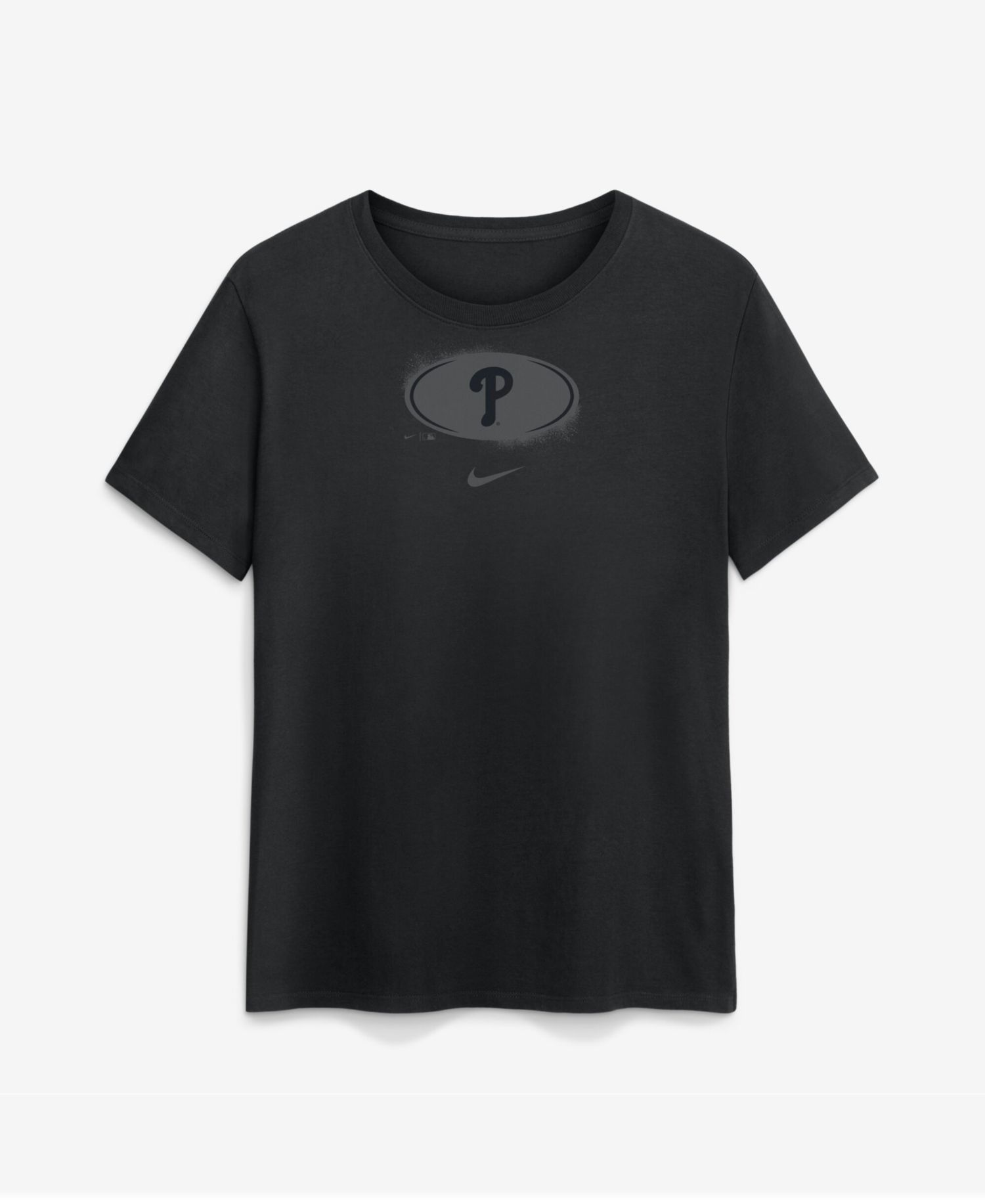 Women's Black Philadelphia Phillies Black on Black Cotton T-Shirt