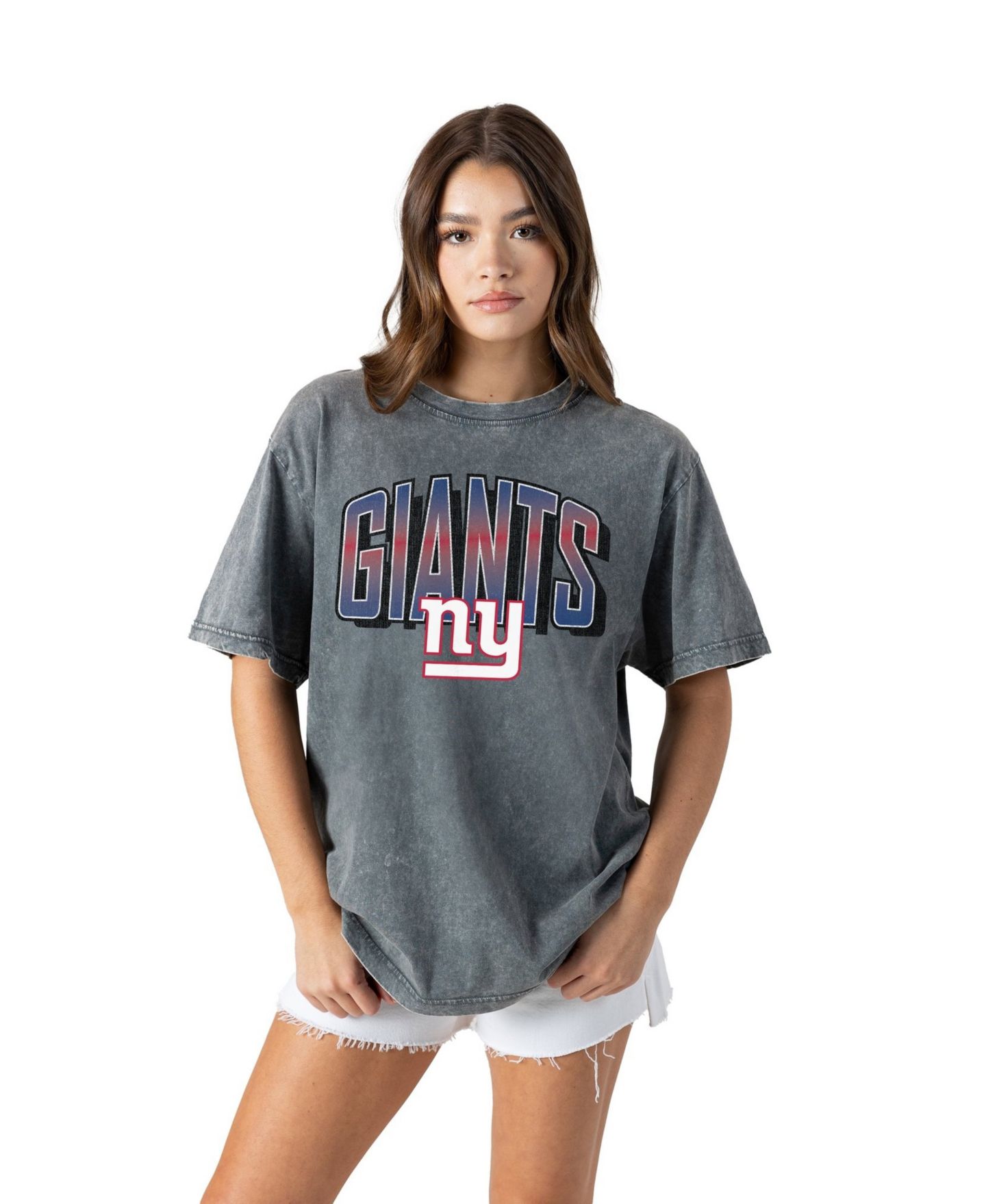 Женская футболка Gameday Couture Gray New York Giants Peak Performance Oversized Snow Wash — фото 3