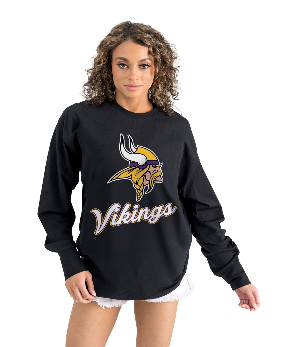 Gameday Couture Women's Minnesota Vikings Oversized Long-Sleeve T-Shirt - Black
