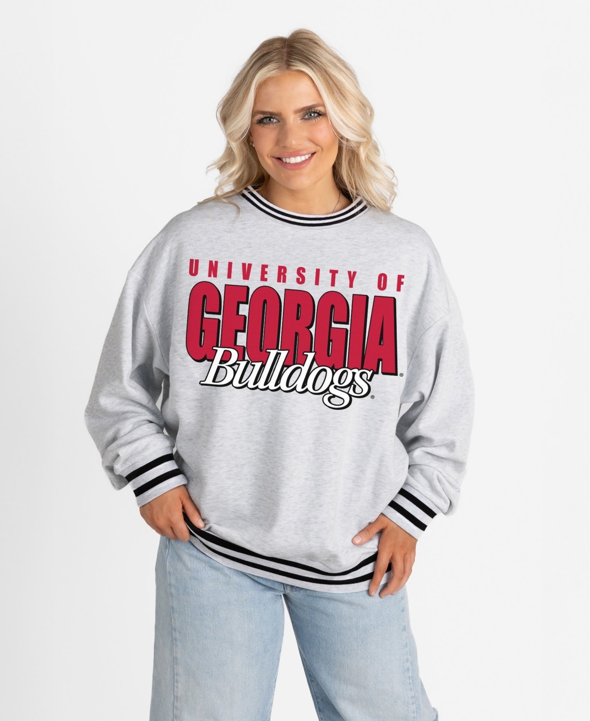Gameday Couture Women's Georgia Bulldogs Oversized Showdown Ringer Stripe Sweatshirt