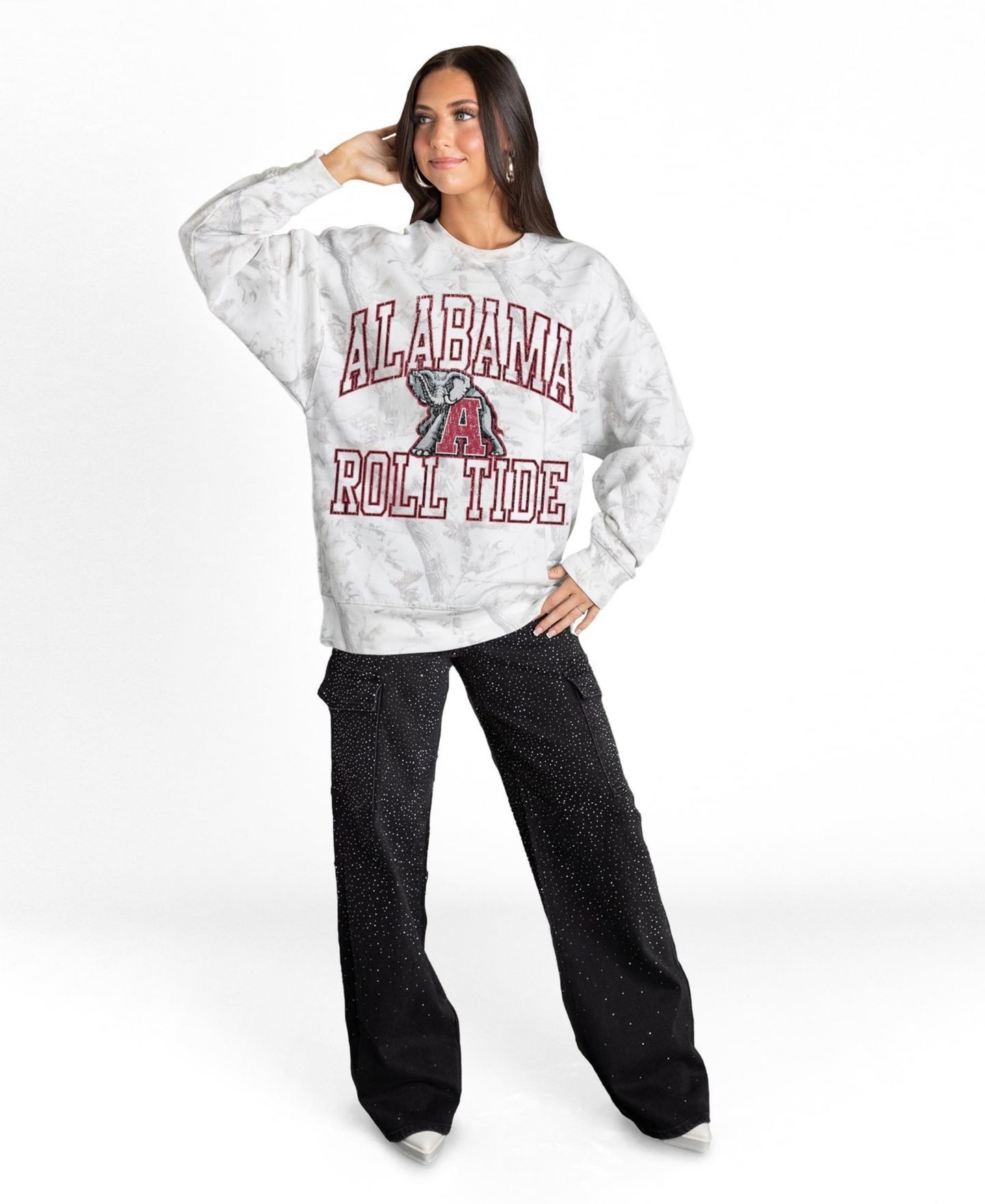 Женская толстовка Gameday Couture Ash Alabama Crimson Tide Whiteout Premium Fleece Camo — фото 3