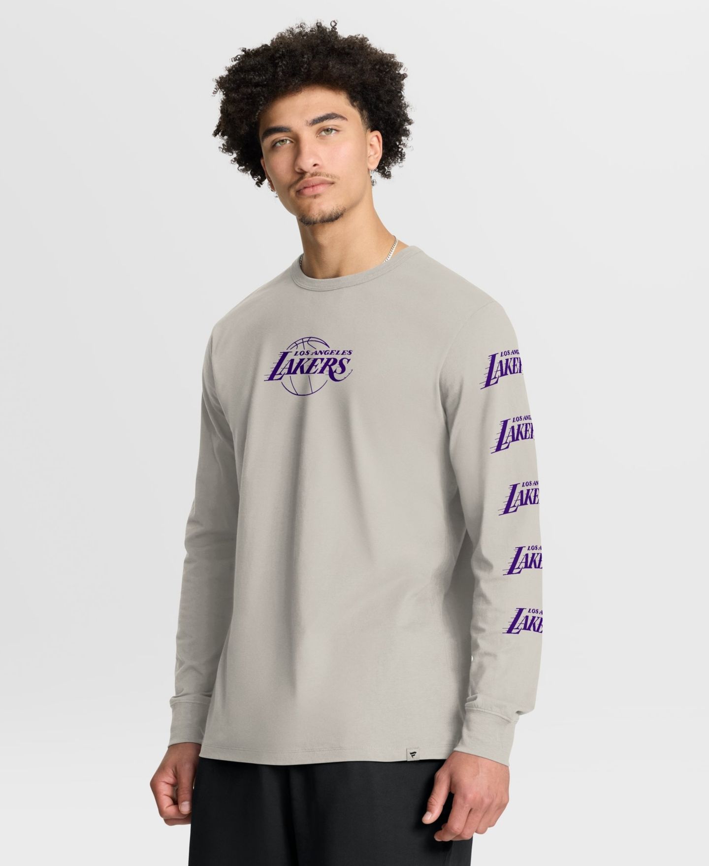 Мужская футболка Fanatics Cream Los Angeles Lakers Crossover Collection Ball Screen Action Premium Long Sleeve — фото 1