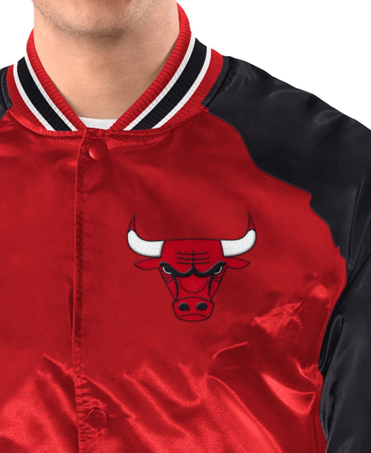 Men's Red/Black Chicago Bulls Inductee Raglan Full-Snap Varsity Jacket