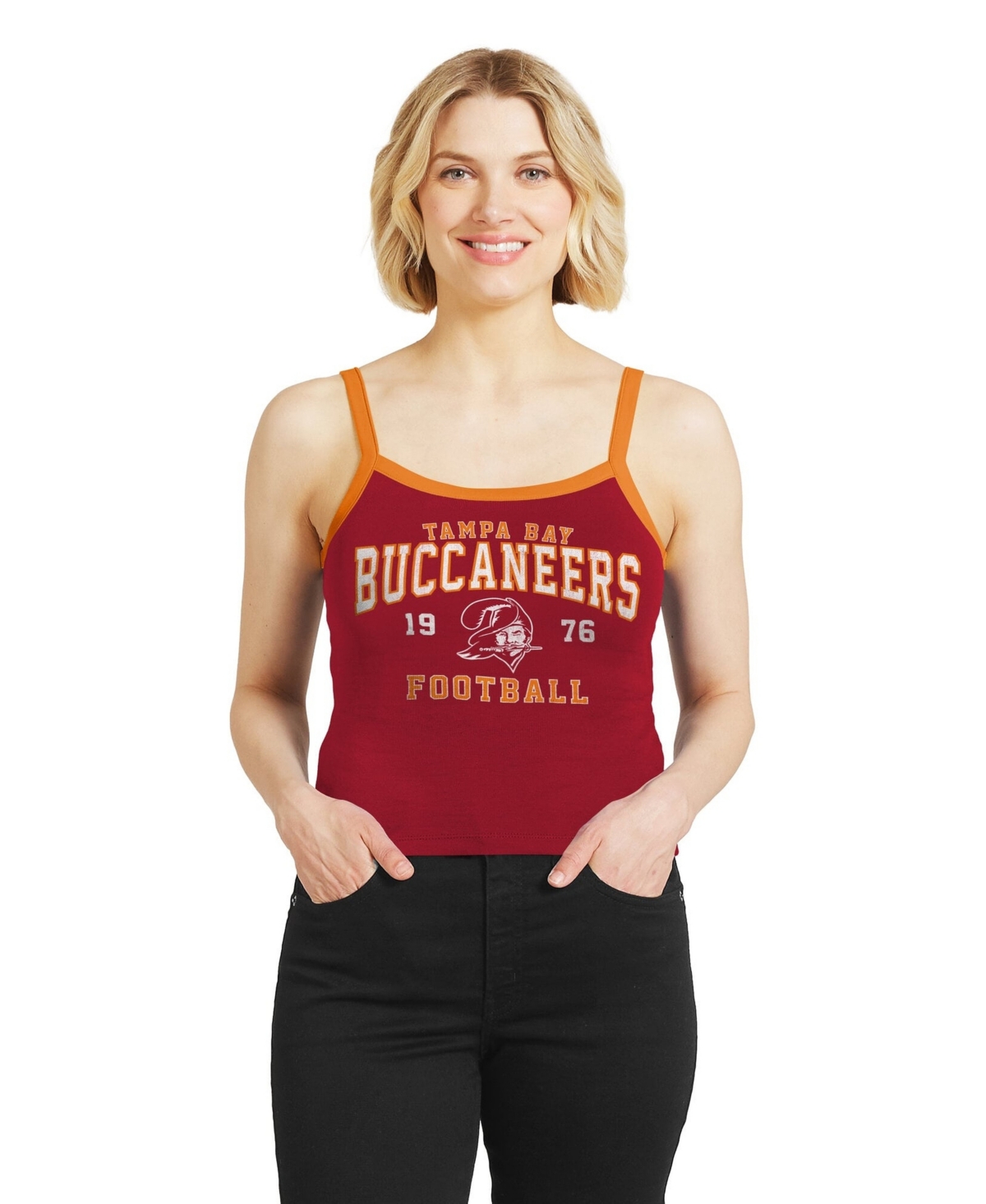 Wear by Erin Andrews Women's Tampa Bay Buccaneers Colorblock Scoop Neck Tank Top - Red