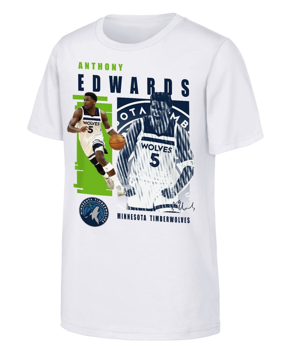 Outerstuff Boys' and Girls' Anthony Edwards Crew Neck Graphic T-Shirt