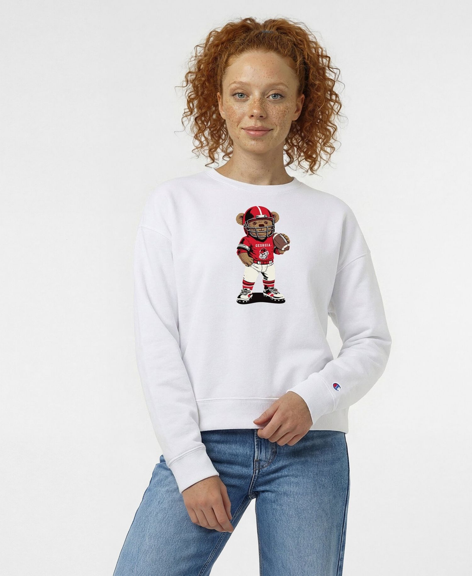Women's White Georgia Bulldogs Teddy Bear Sweatshirt