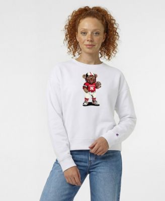 Women's  White Nebraska Huskers Teddy Bear Sweatshirt