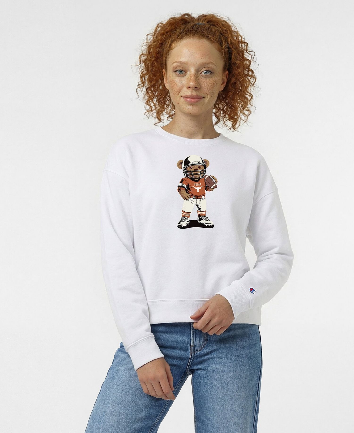 Women's White Texas Longhorns Teddy Bear Sweatshirt