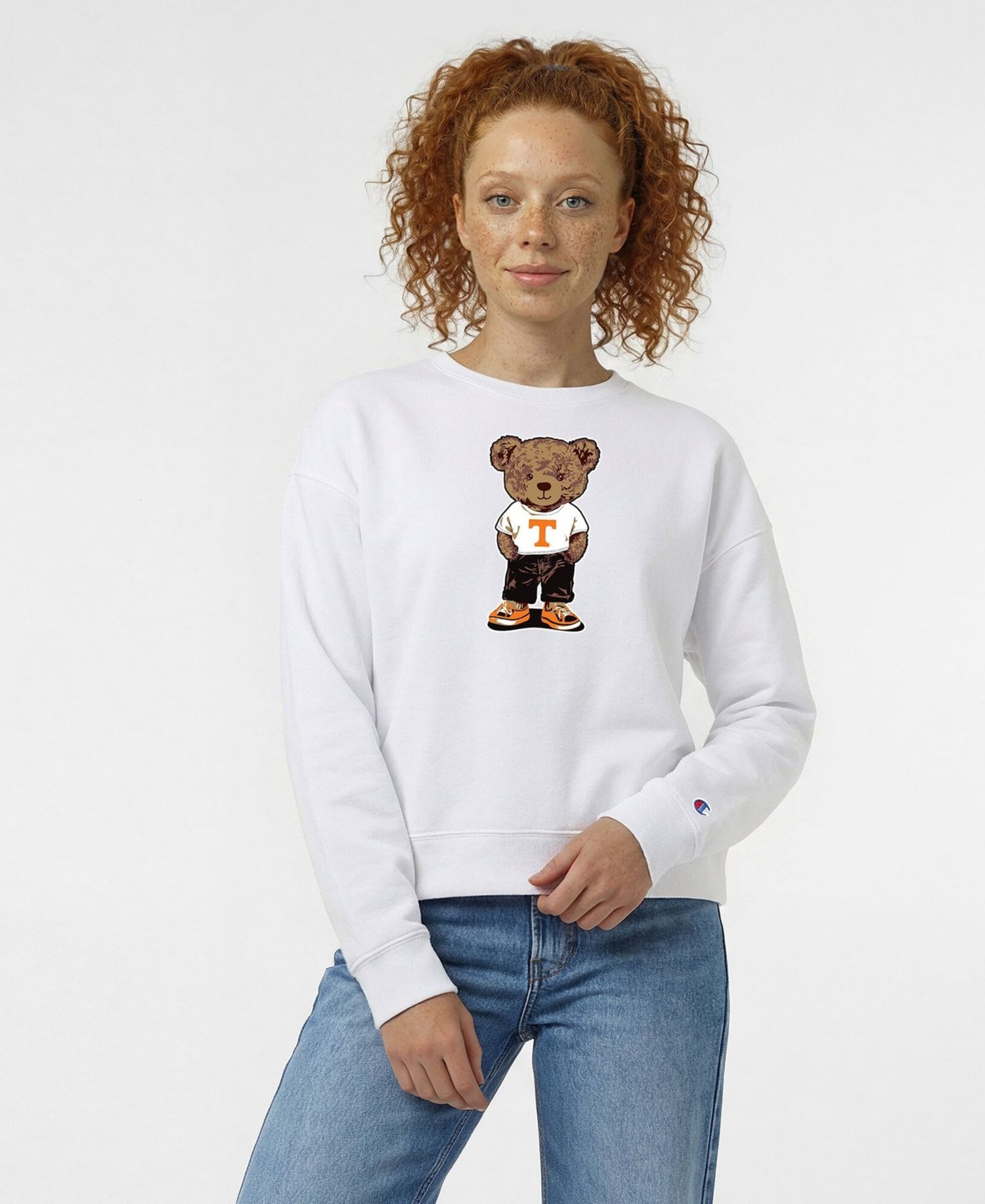 Women's White Tennessee Volunteers Teddy Bear Fleece Sweatshirt