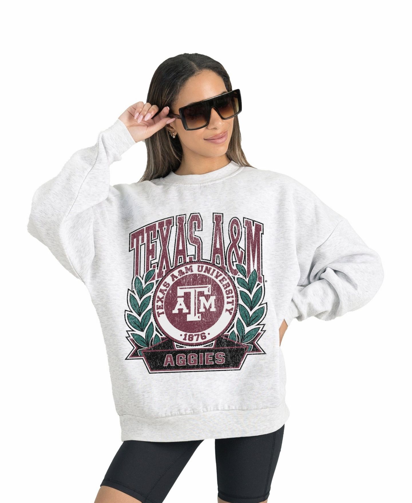 Женская толстовка Gameday Couture Gray Texas A&M Aggies Premium Fleece Drop Shoulder Oversized Pullover — фото 3