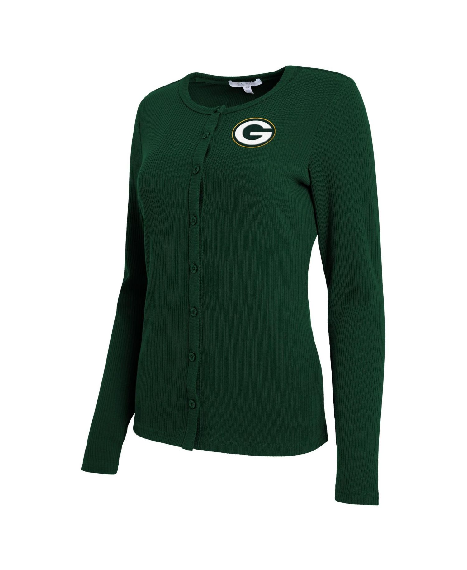 Women's Green Bay Packers Ribbed Full-Button Cardigan Sweater