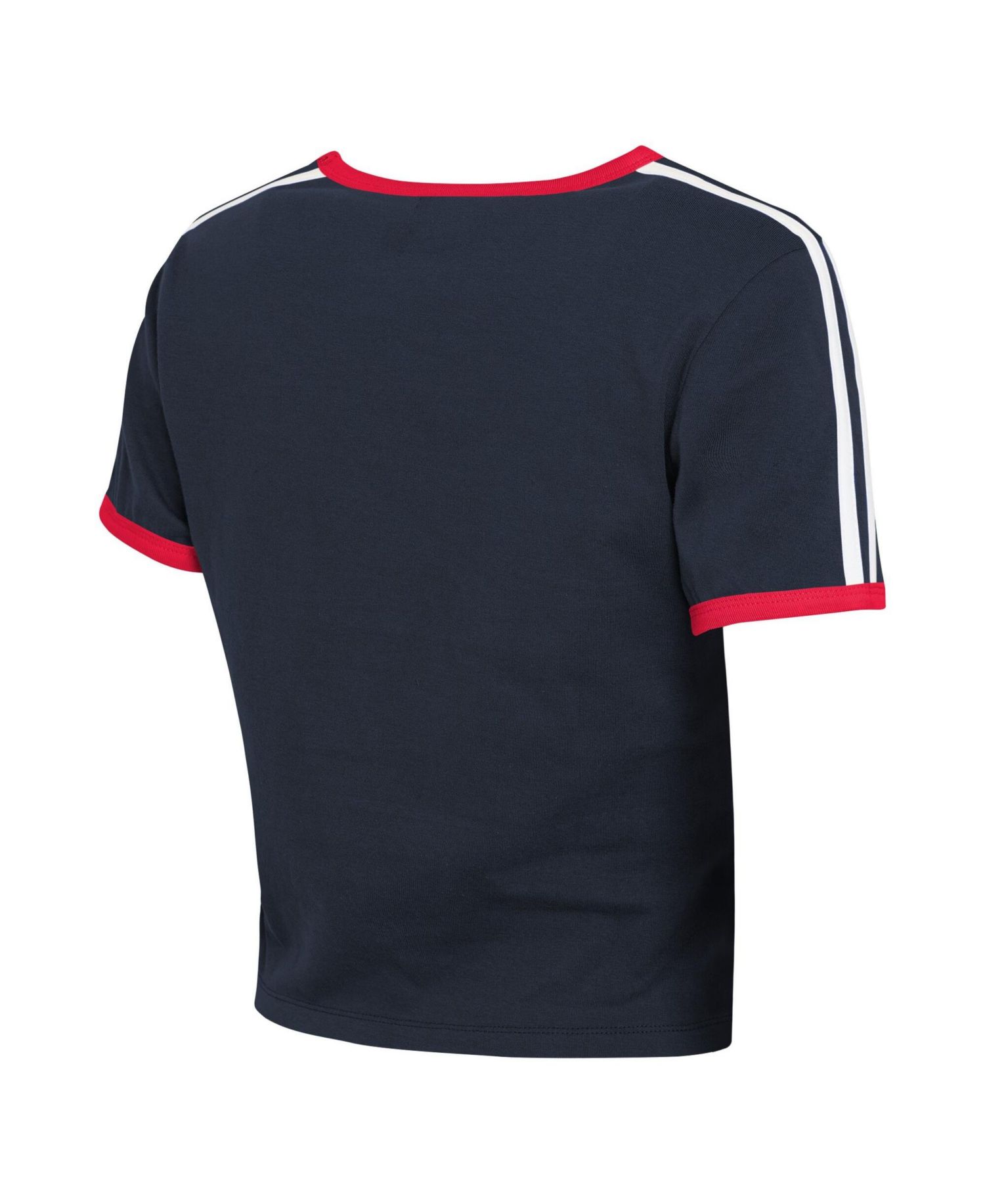 Women's Navy Houston Texans Cropped Throwback Ringer Baby T-Shirt
