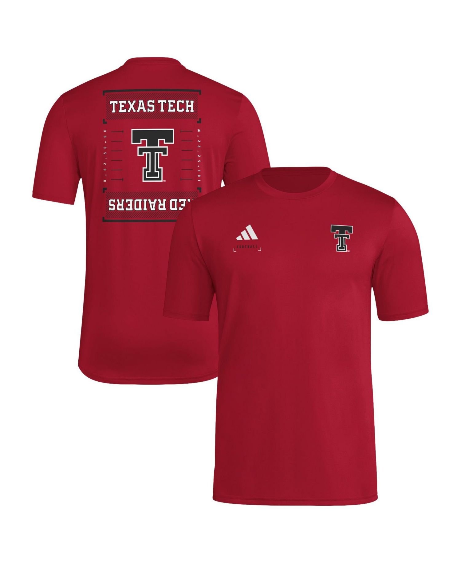 Men's Red Texas Tech Red Raiders Locker Football Icon AEROREADY Pre-Game T-Shirt