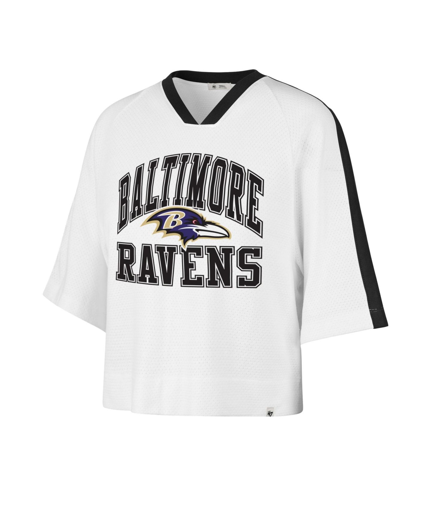 Женская футболка '47 Brand White Baltimore Ravens Big Overarch Drop Needle Raglan V-Neck — фото 2