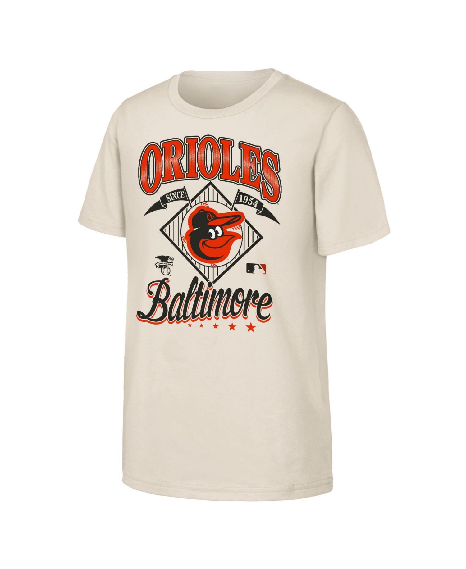 Big Boys and Girls Natural Baltimore Orioles Triple Hit T-Shirt