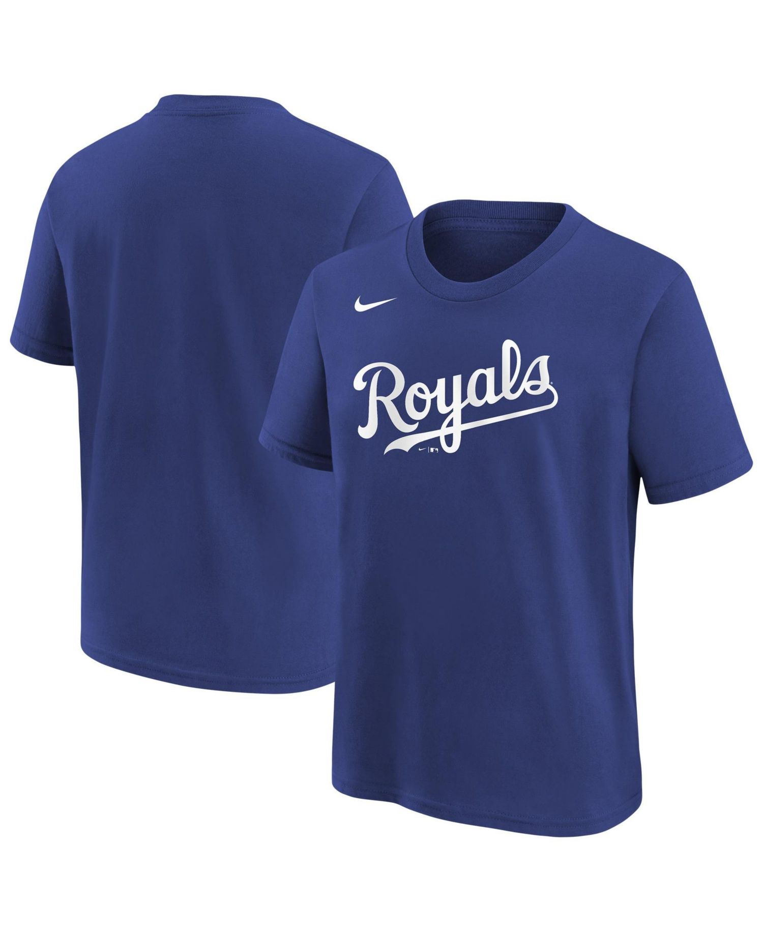 Big Boys and Girls Royal Kansas City Royals Wordmark T-Shirt