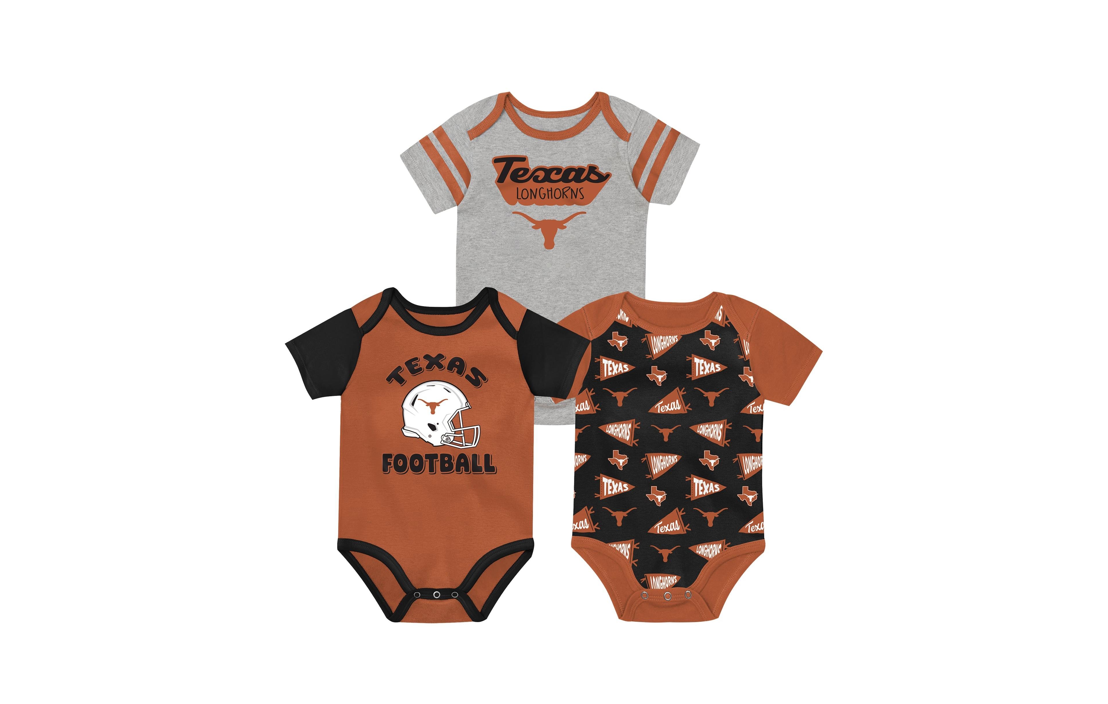 Outerstuff Baby Boys' and Girls' Texas Longhorns Star Player Short-Sleeve Three-Piece Bodysuit Set