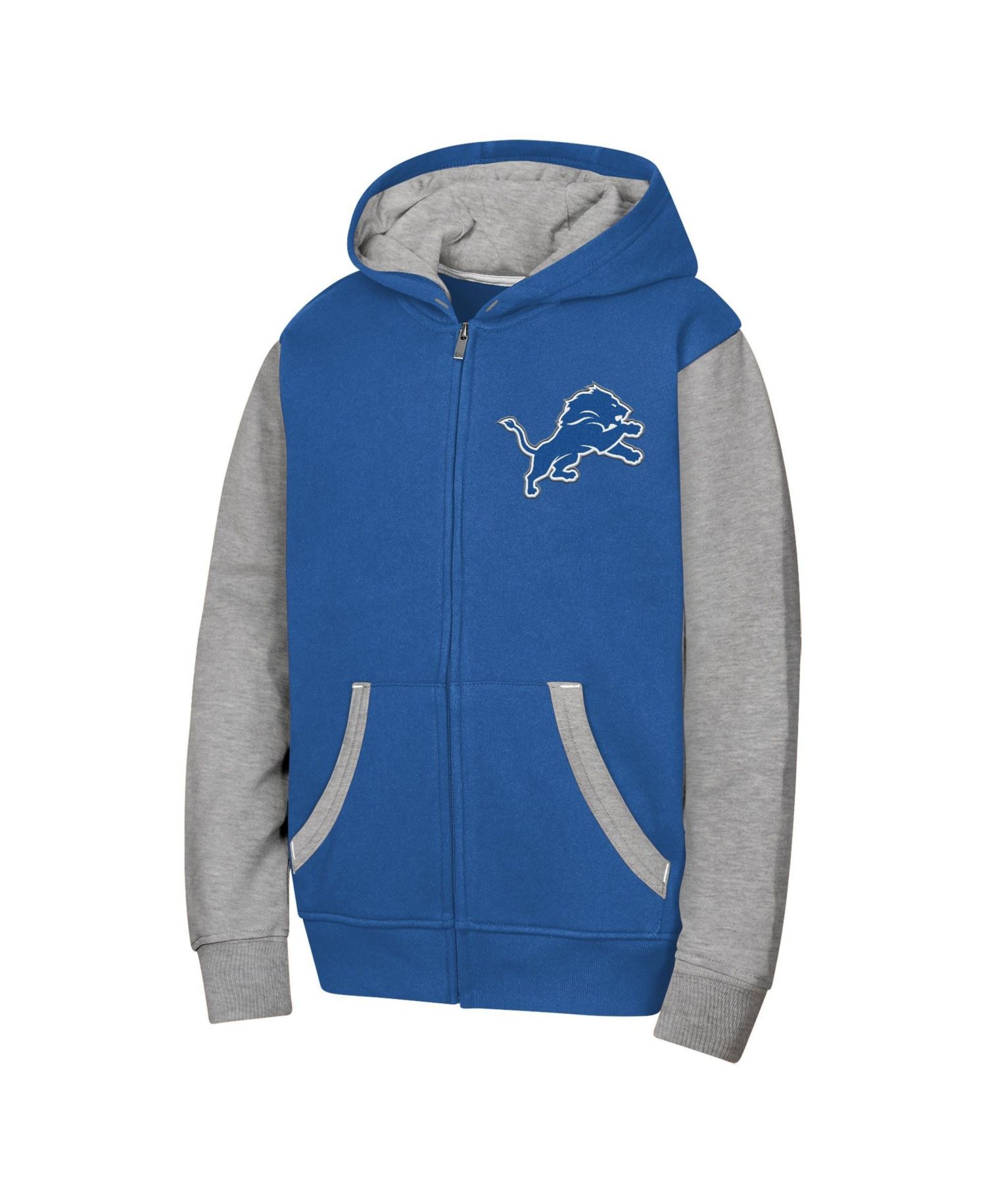 Big Boys and Girls Blue Detroit Lions Stadium Color block Full-Zip Hoodie