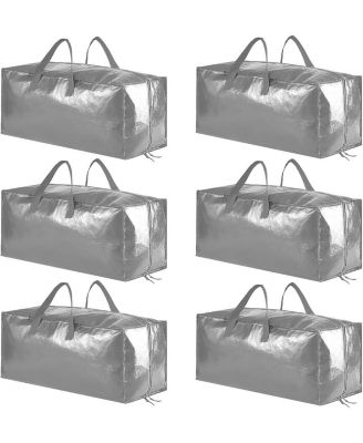 6 Pack Heavy-Duty Moving Storage Bags, Extra Large 86L Folding Totes with Backpack Straps, Zippers and Handles