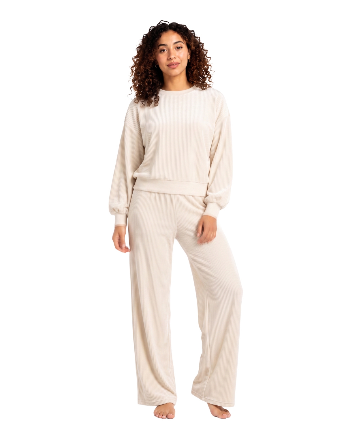 Roudelain Women's Velour Long-Sleeve Top and Pants, 2-Piece Pajama Set