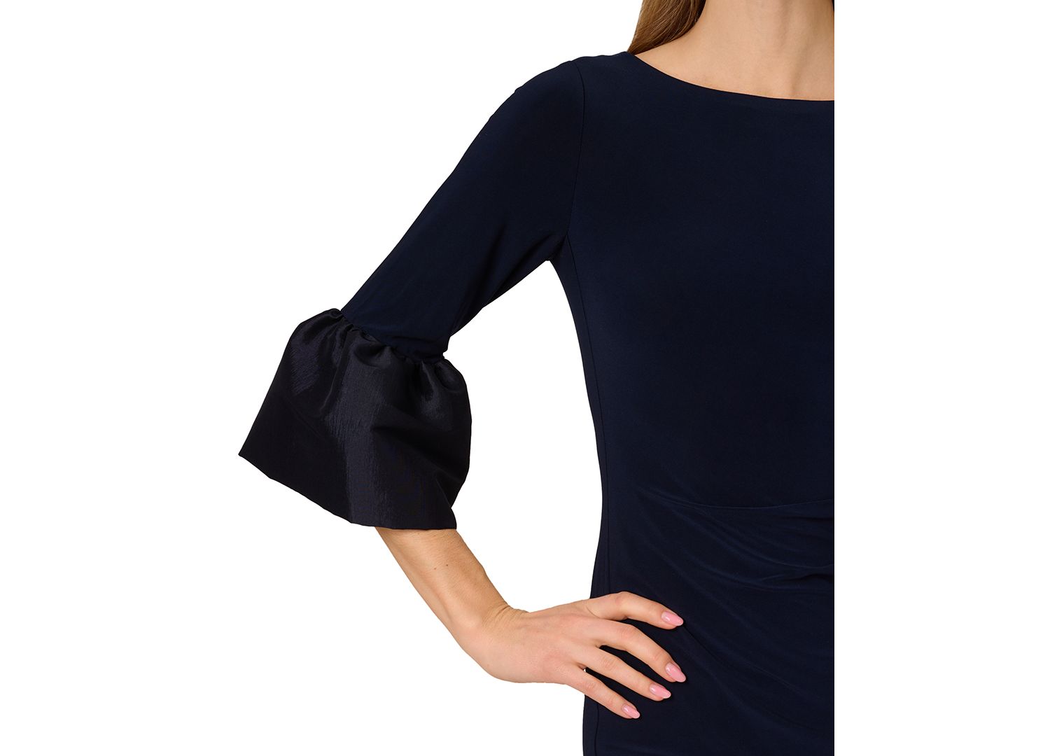 Women's Bell-Cuff Draped Jersey Dress