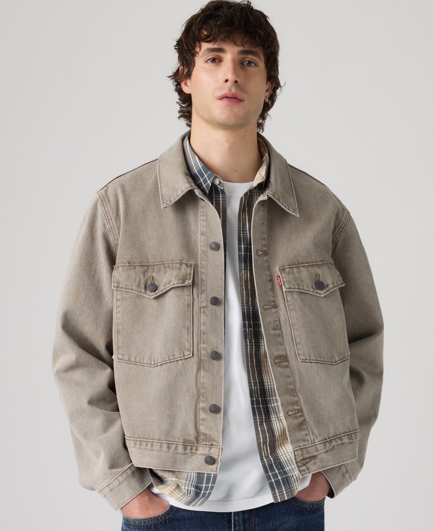 Men's Embarcadero Station Denim Cropped Trucker Jacket