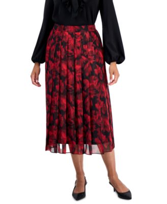 Women's Pleated Midi Lined Chiffon Skirt